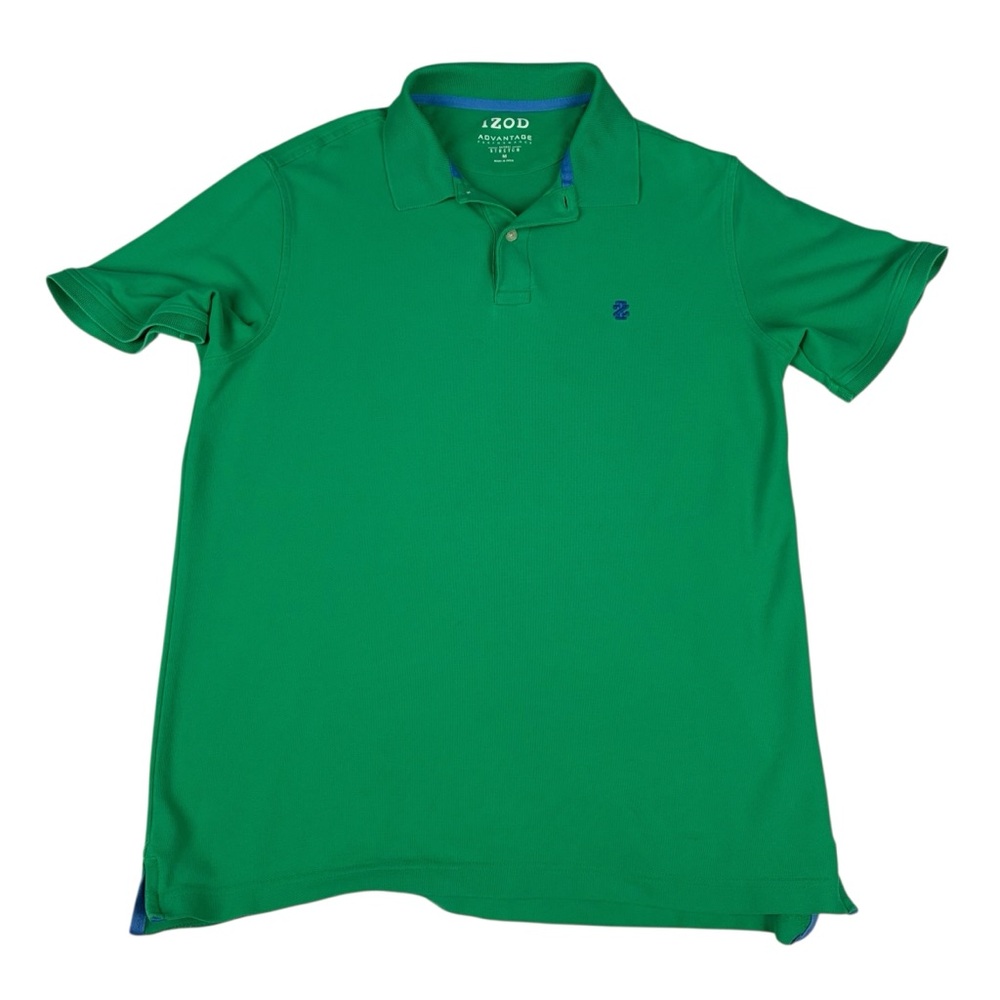 IZOD Advantage Performance Natural Stretch Short Sleeve Green Polo Shirt Sz M